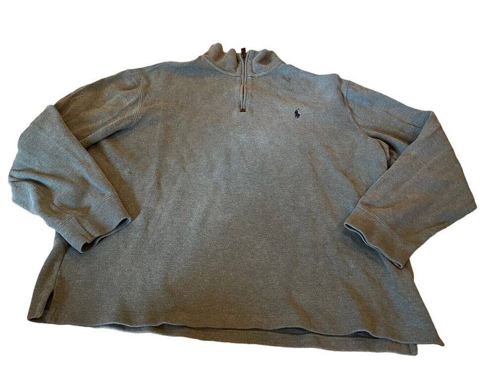 Polo Ralph Lauren XL grey Knit sports sweater 1/4 zip up Mock turtleneck